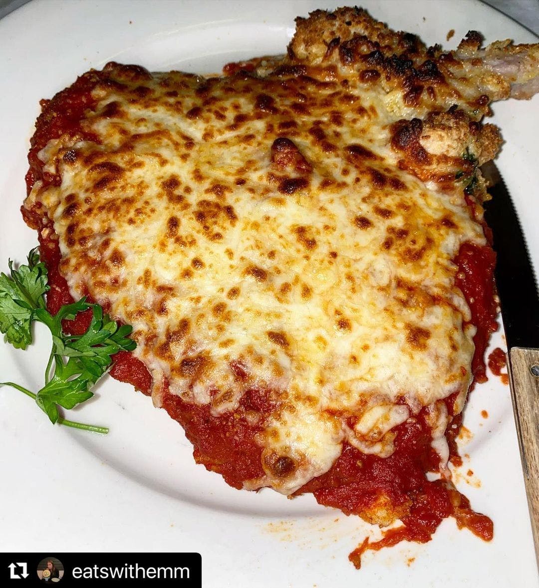 Order Chicken Breast Parmigiana - Entree food online from Laico's store, Jersey City on bringmethat.com