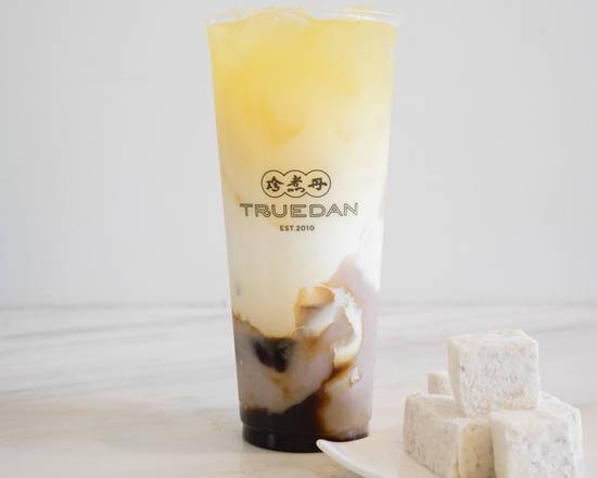Order C6. Jasmine Tea Latte with Brown Sugar & Fresh Taro food online from Truedan Westlake store, Daly City on bringmethat.com