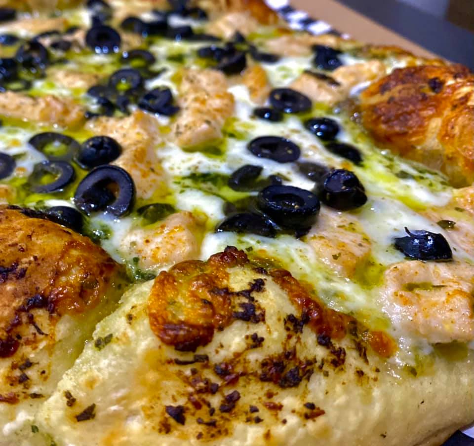Order Chicken Pesto Pizza food online from Cake Shop By Jill And Jill store, Madera on bringmethat.com