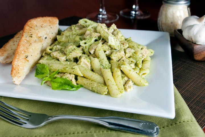Order Penne Chicken Pesto food online from Romio's Pizza and Pasta store, Seattle on bringmethat.com
