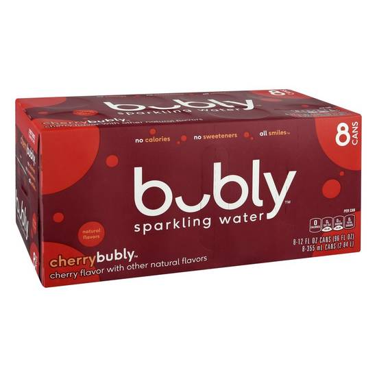 Order Bubly Sparkling Water Cherry Cans (12 oz x 8 ct) food online from Rite Aid store, Canton on bringmethat.com
