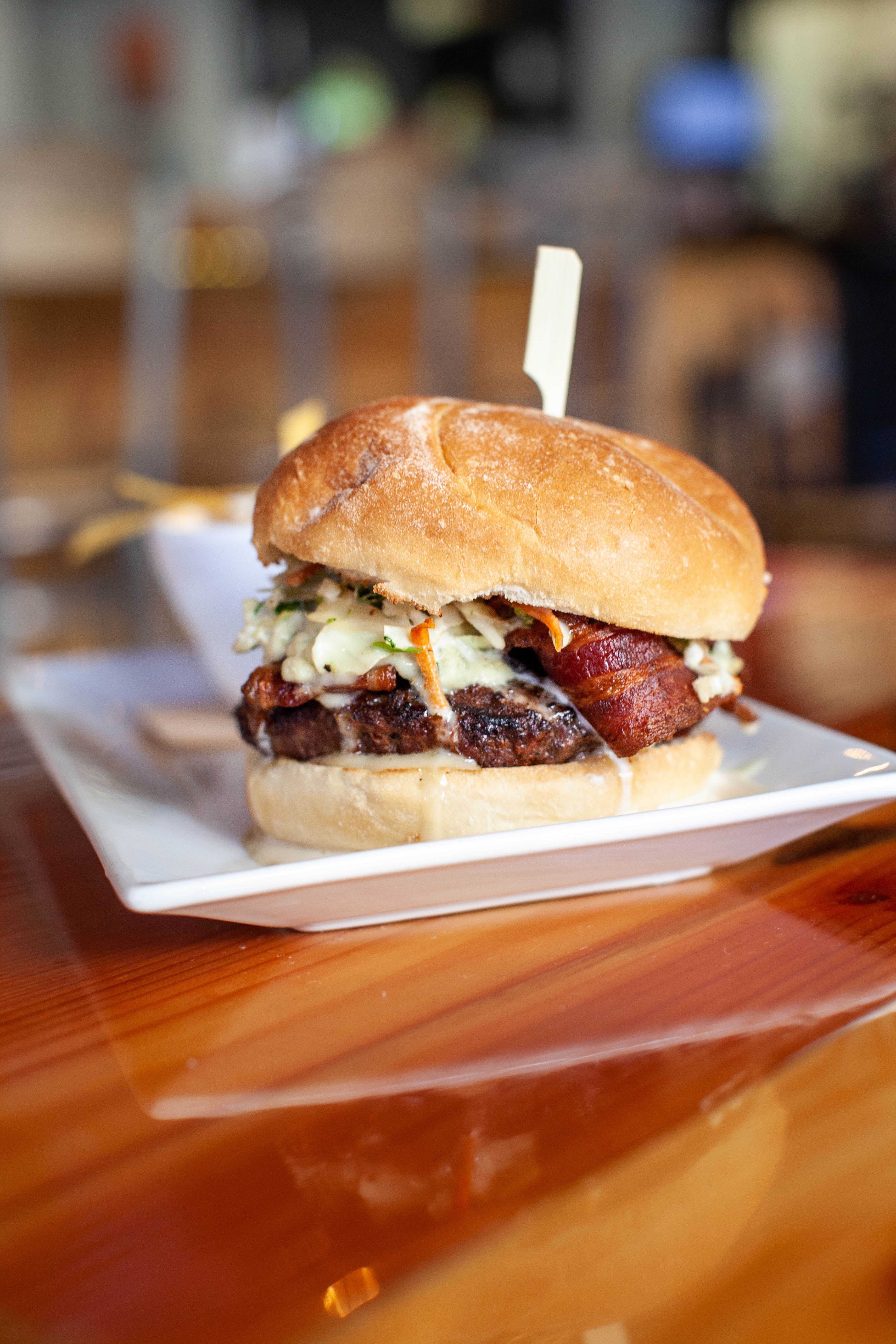 Order Bacon Blue Cheeseburger food online from Backwoods Brewing store, Portland on bringmethat.com
