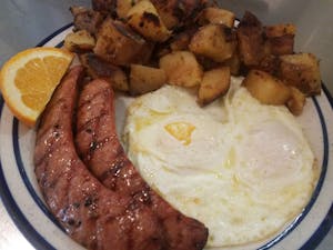 Order Bavarian Cheese Sausage & Eggs food online from Red Apple Café store, Aptos on bringmethat.com