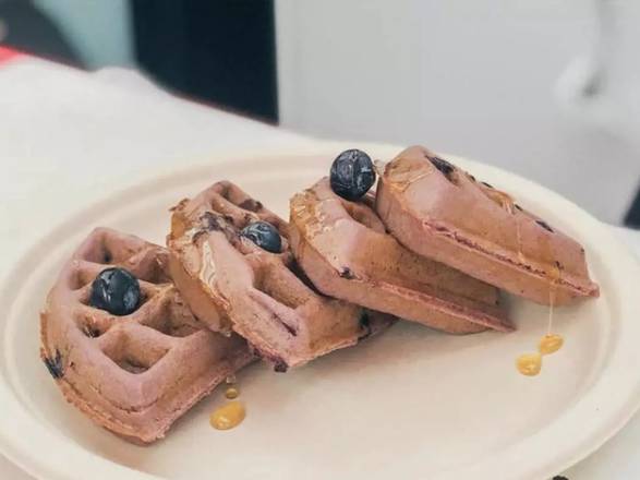 Order japanese blueberry mochi waffle food online from Spro Coffee Lab store, San Francisco on bringmethat.com