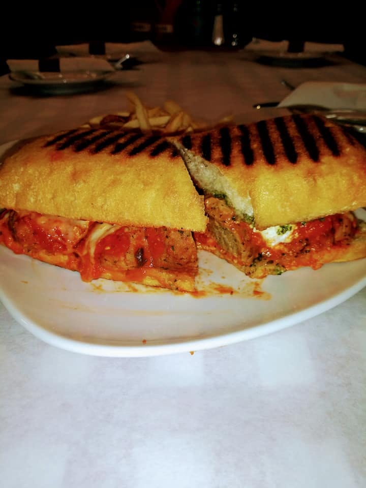 Order Chicken-Roni Parmigiana Panini - Hot Panini food online from The Spaghetti House store, Easton on bringmethat.com