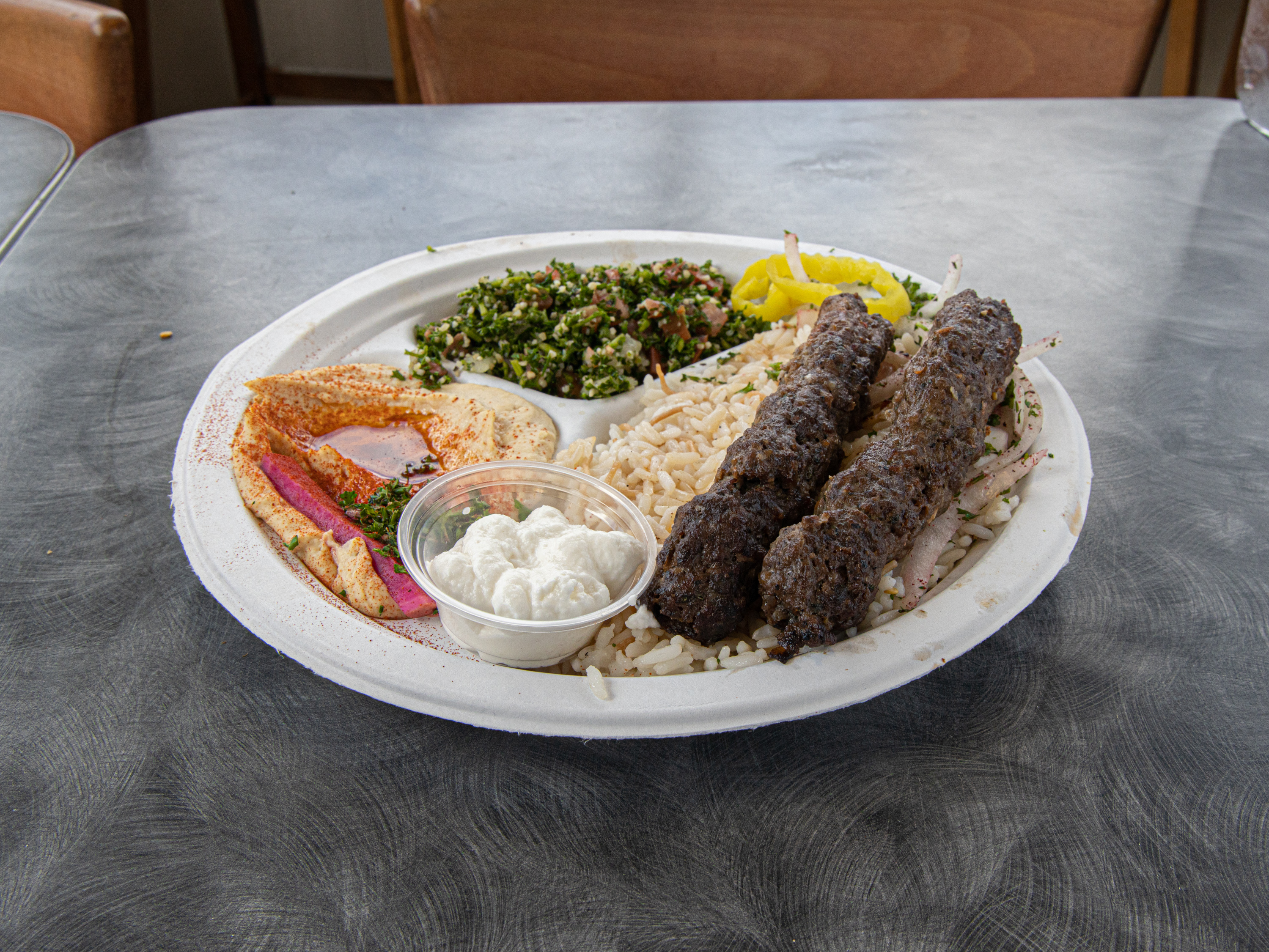 Order Beef Kabob Plate food online from Choupli Wood Fired Kabob store, Lansing on bringmethat.com