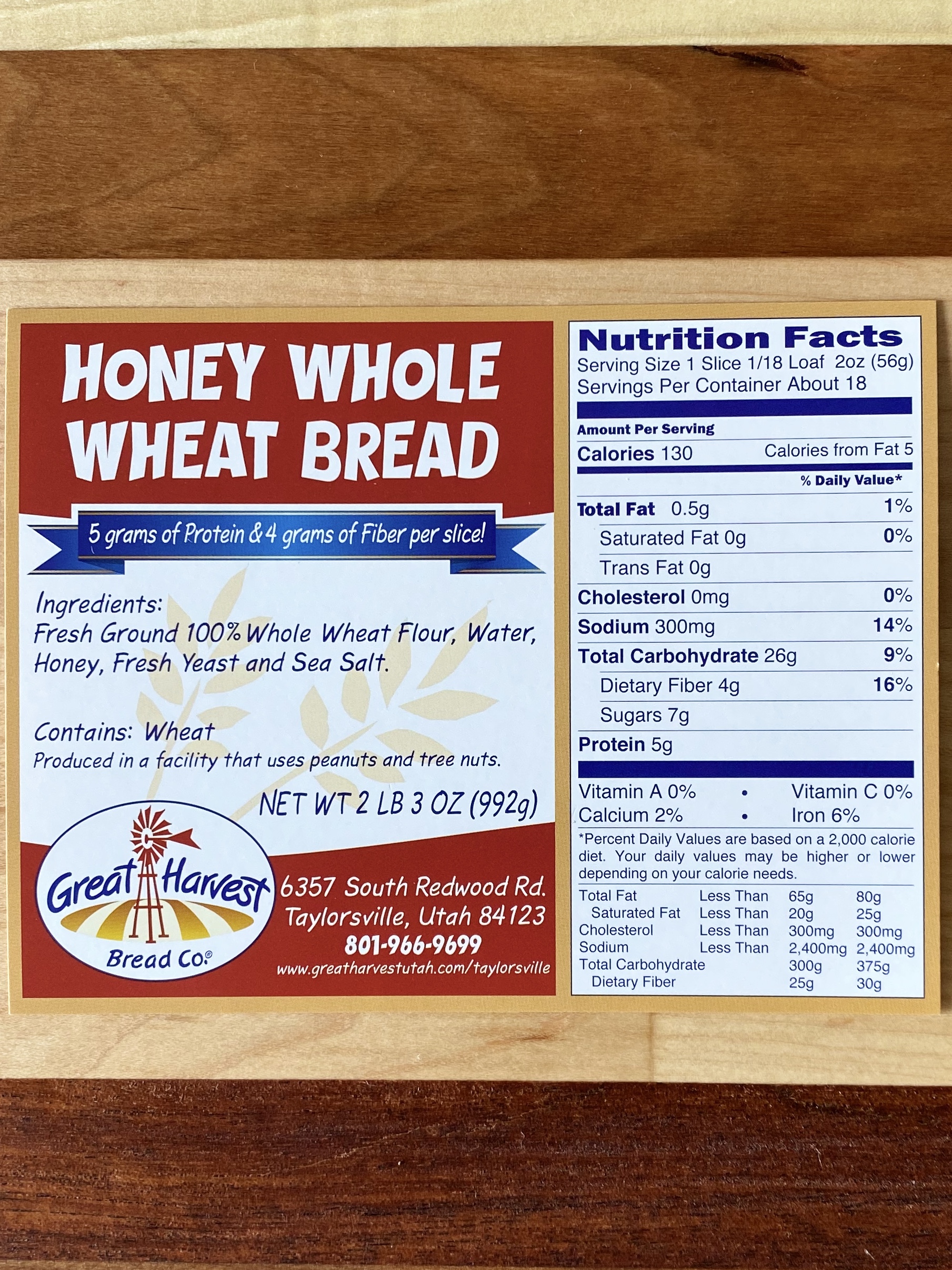 Order Honey Whole Wheat Bread food online from Great Harvest Bread Co store, Murray on bringmethat.com