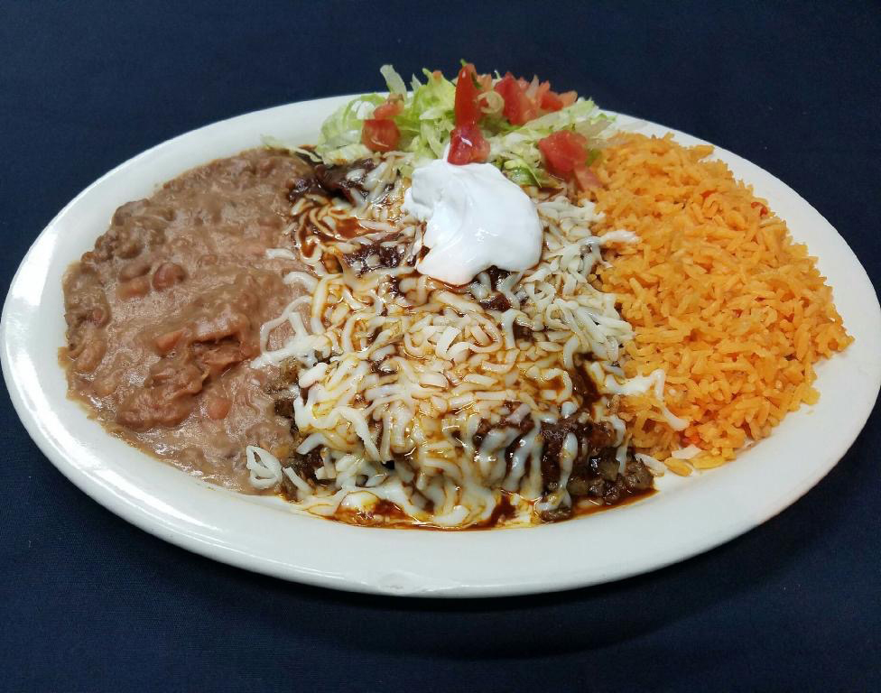 Order Enchiladas Queso y Carne en Mole Rojo food online from Mi Pueblo Two store, Chicago on bringmethat.com