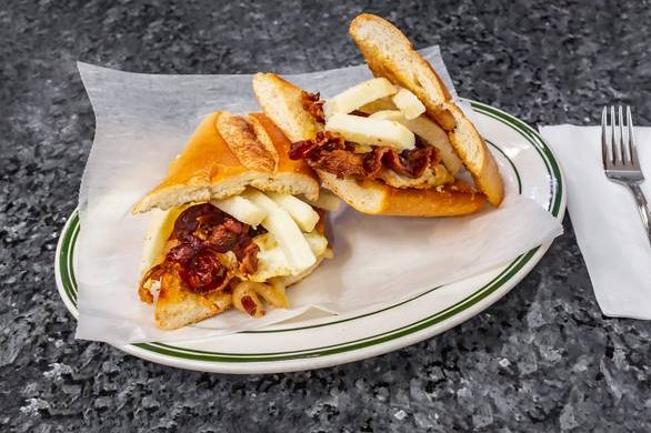 Order Breakfast Sandwich - 2 Huevo, Tocineta/Bacon, ＆ Papa Frita Adentro  food online from La barca restaurant store, New York on bringmethat.com