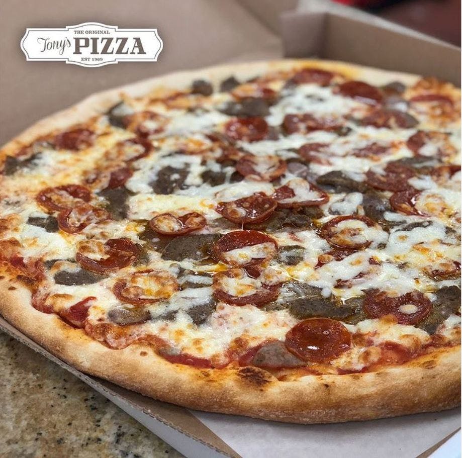 Order Meat Lover's Combo Pizza - Small 16'' (6 Slices) food online from Tony's Pizza store, Brooklyn on bringmethat.com
