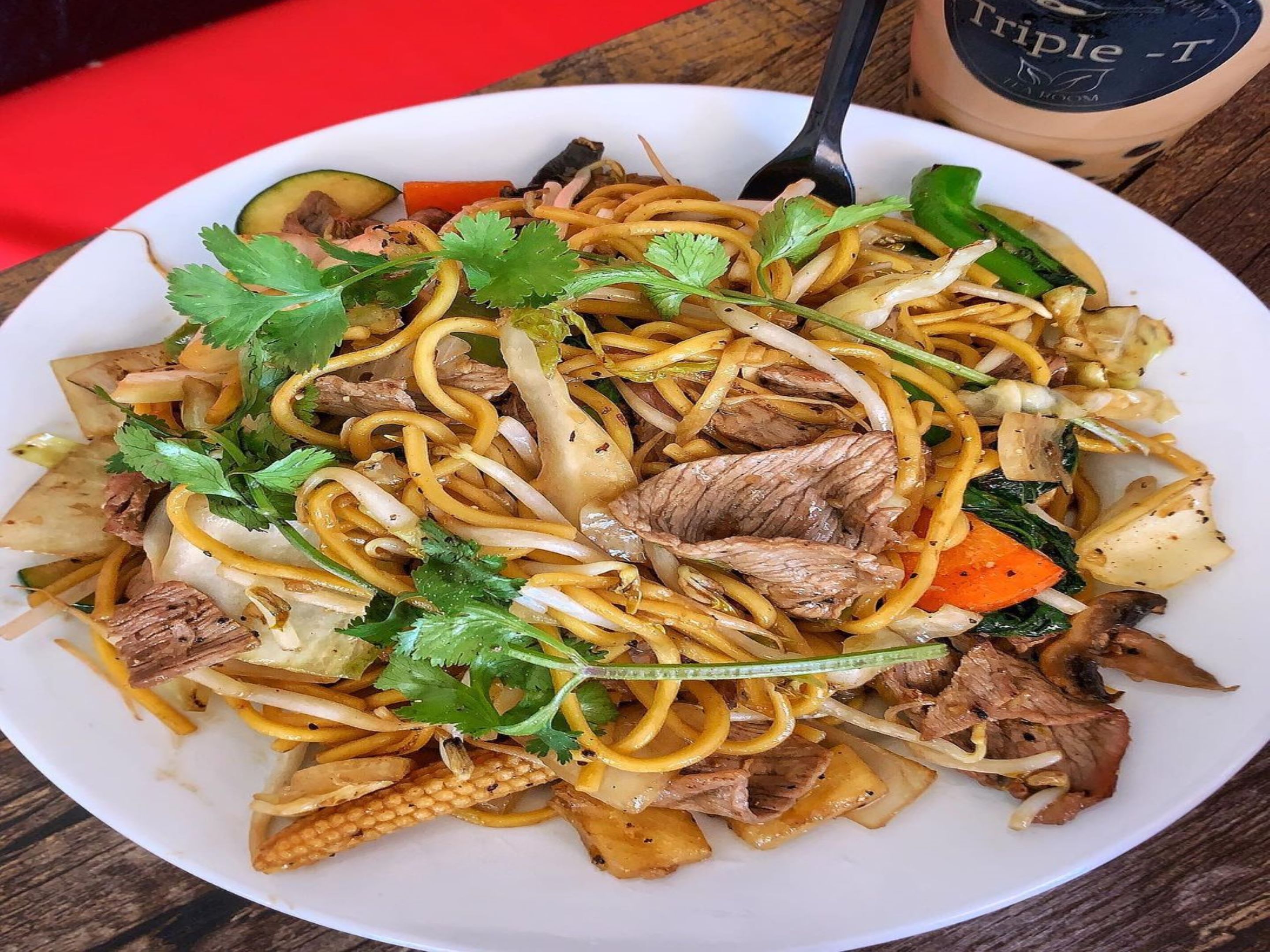 Order Stir-fried mongolian noodles food online from Triple - T store, Gardena on bringmethat.com
