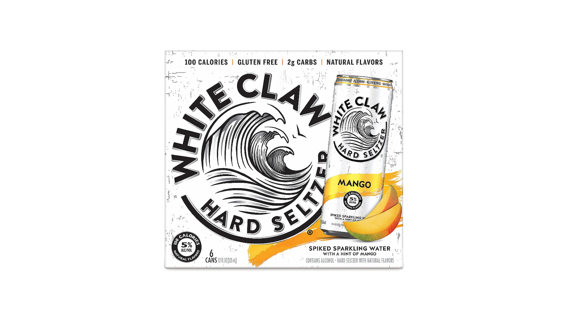 Order White Claw Mango 6 pack  5% abv food online from Pink Dot store, Santa Barbara on bringmethat.com