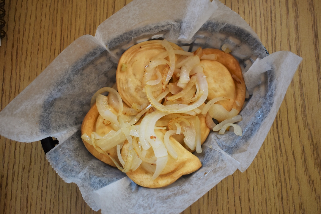 Order 5 Pierogies w/Grilled Onions food online from Best Gyros store, Mayfield Heights on bringmethat.com