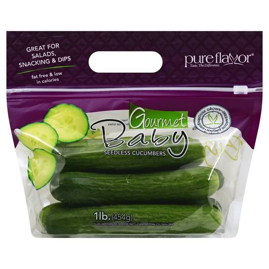 Order Pure Flavor · Gourmet Baby Seedless Cucumber (1 lb) food online from Albertsons store, Lafayette on bringmethat.com