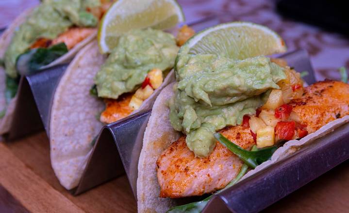 Order Grilled Salmon Tacos food online from Sofrita store, Fountain Hills on bringmethat.com