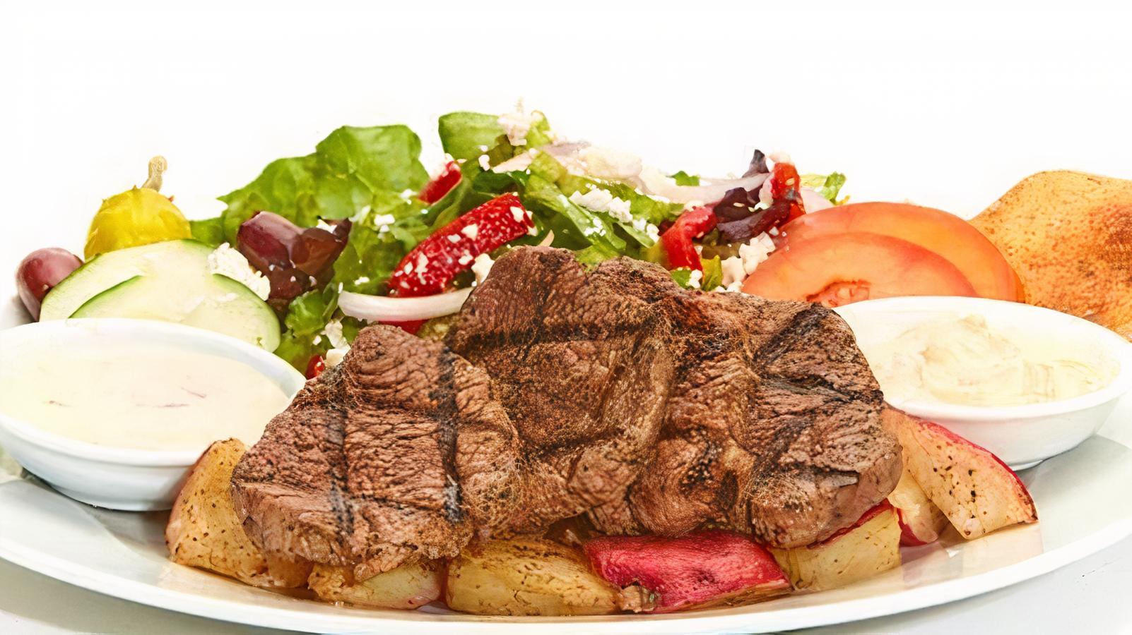Order Grilled Beef Tender Feast food online from Taziki Mediterranean Cafe store, Atlanta on bringmethat.com