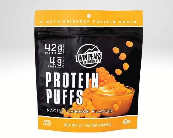 Order Twin Peaks Protein Puffs - Nacho Cheese (2.1oz) food online from Ritual Acai Bar store, Los Angeles on bringmethat.com