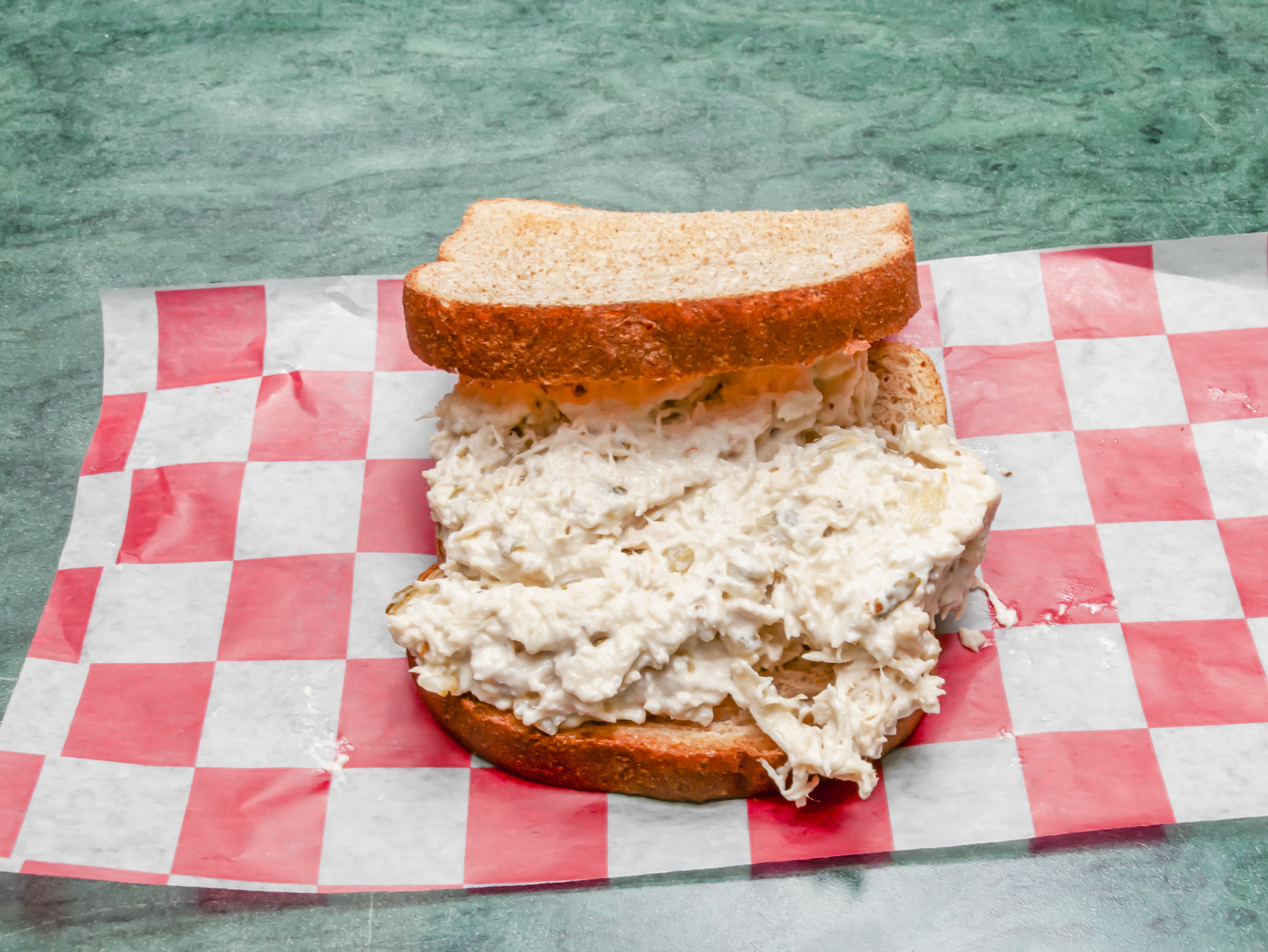 Order Kim’s Homemade Chicken Salad Sandwich food online from J-Top's BBQ Shop store, Clayton on bringmethat.com