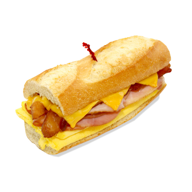 Order 80. Ham, Egg & Cheese Baguette food online from Lee Sandwiches store, Gardena on bringmethat.com