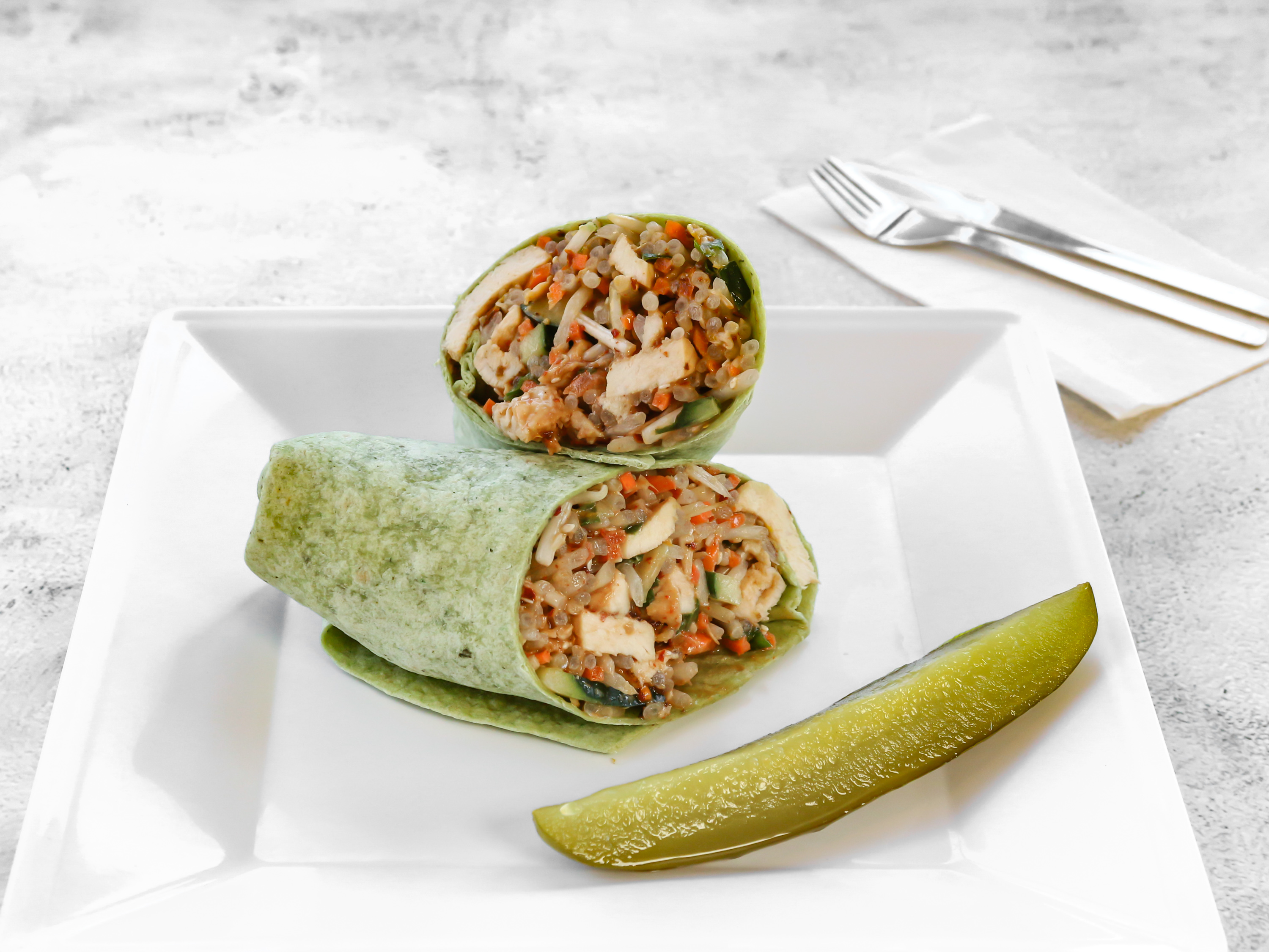 Order Spicy Thai Wrap food online from Java Bakery Cafe Lake Forest store, Lake Forest on bringmethat.com