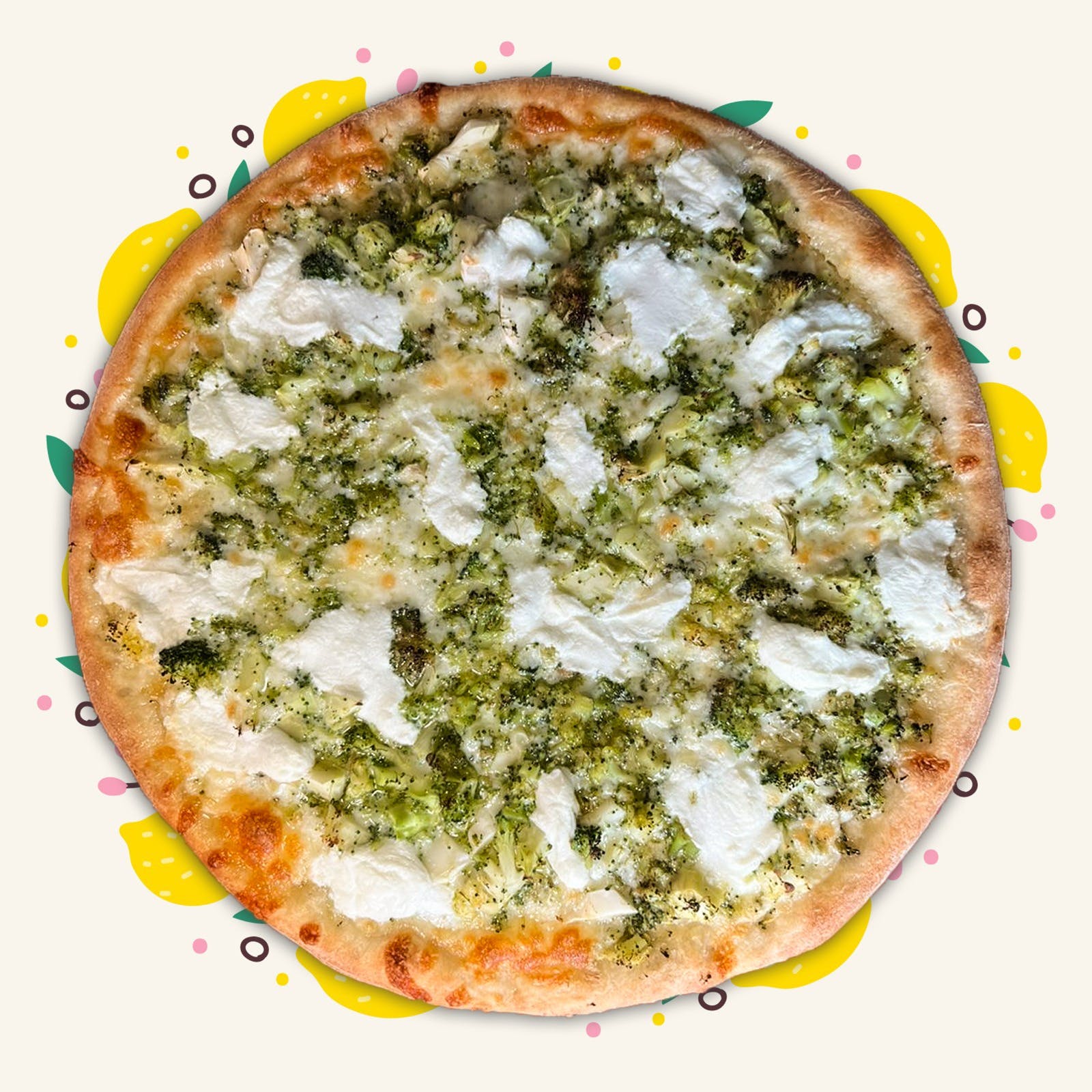 Order White Broccoli Pizza - Small 12'' (6 Cut) food online from Oscar's Pizza store, Colonie on bringmethat.com