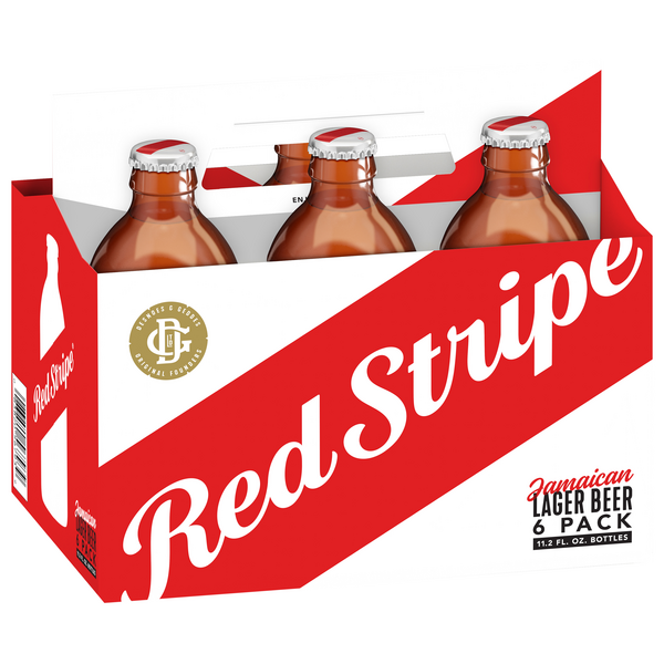 Order Red Stripe Beer 6 Pack Bottle food online from Mirage Wine & Liquor store, Palm Springs on bringmethat.com