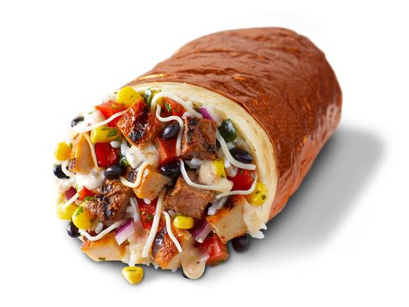 Order NEW Steak & Chicken Protein Burrito food online from Qdoba Mexican Eats store, Shelby Township on bringmethat.com