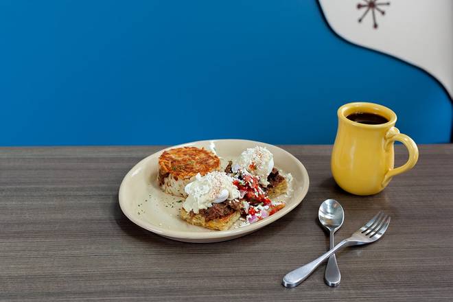Order Barbacoa Chile Verde Benny* food online from Snooze Am Eatery store, Boulder on bringmethat.com