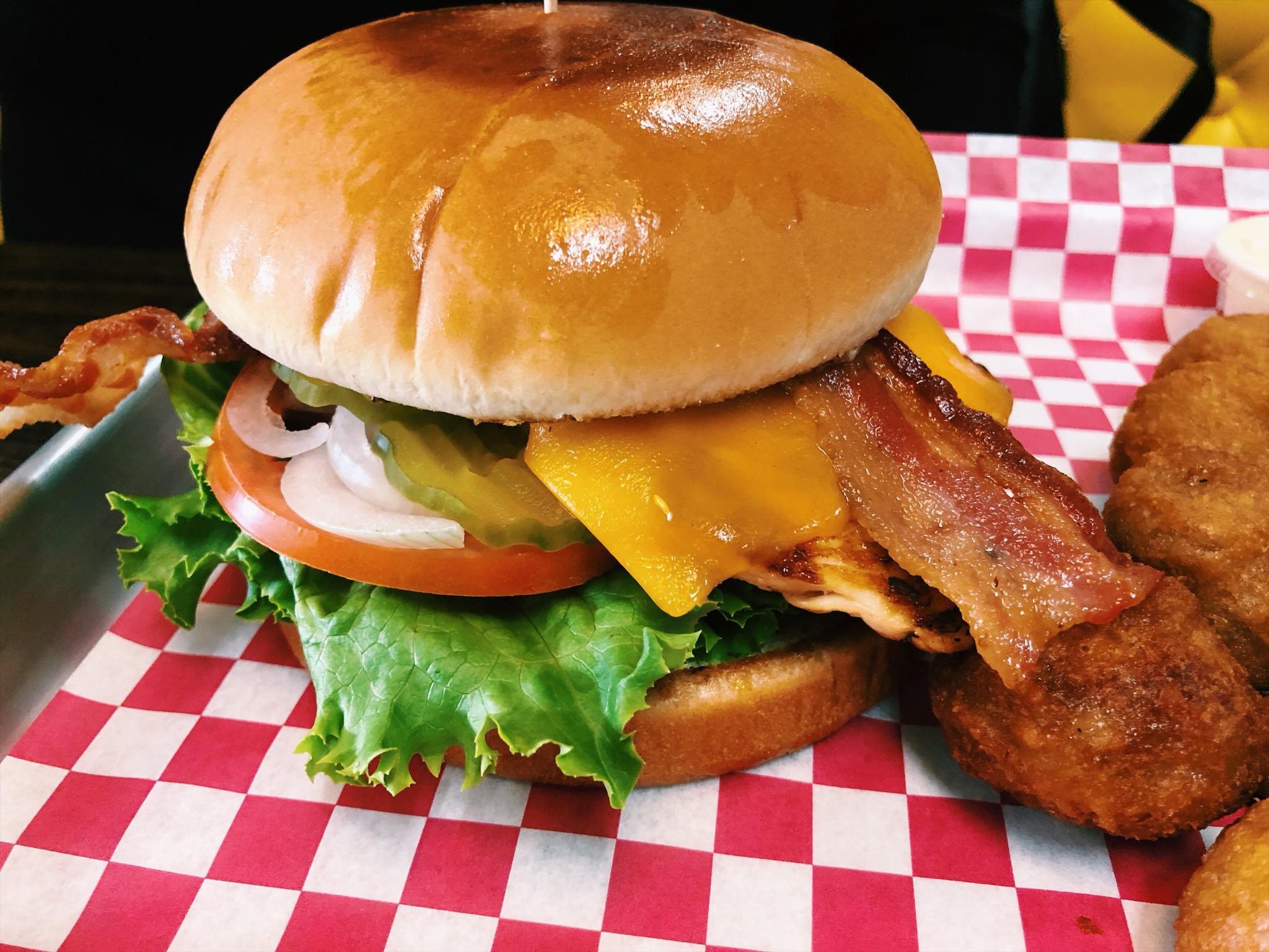 Order Chicken Club Burger food online from Marco's Burgers & Fries store, Mission on bringmethat.com