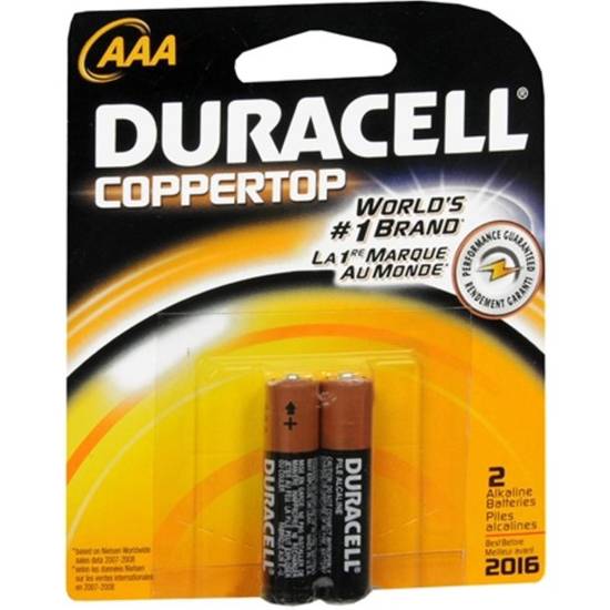 Order Duracell 041333224015 Coppertop AAA Battery 2 Pack food online from Exxon Food Mart store, Port Huron on bringmethat.com