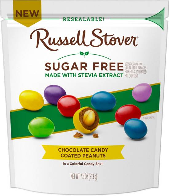 Order Russell Stover Sugar Free Chocolate Candy Coated Peanuts with Stevia, Resealable Bag, 7.5 OZ food online from CVS store, BRYAN on bringmethat.com