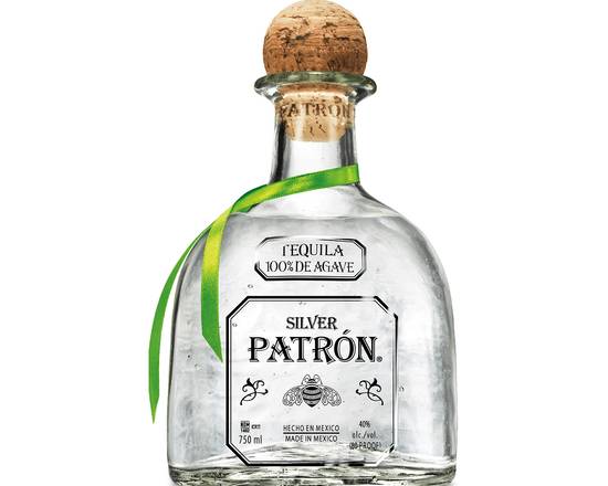 Order Patron Silver, 750mL bottle (40% ABV)  food online from Moby Liquor store, Los Angeles on bringmethat.com