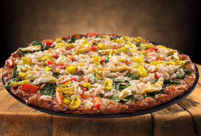 Order 16" Giant Shrimp and Artichoke Pizza (16 Slices) food online from Abby Legendary Pizza- Keizer store, Keizer on bringmethat.com
