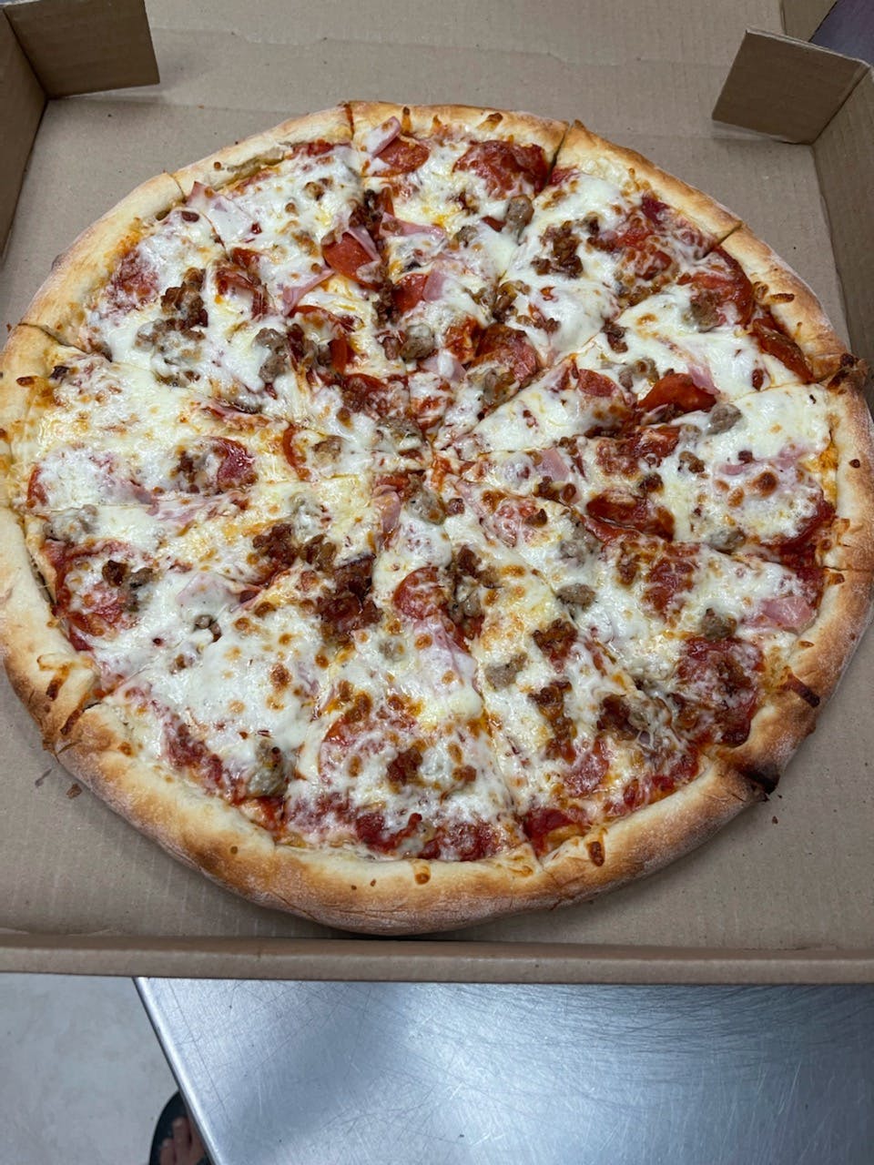 Order All Meat Pizza - Small 12" (8 Slices) food online from Porto Fino Pizza store, Columbus on bringmethat.com