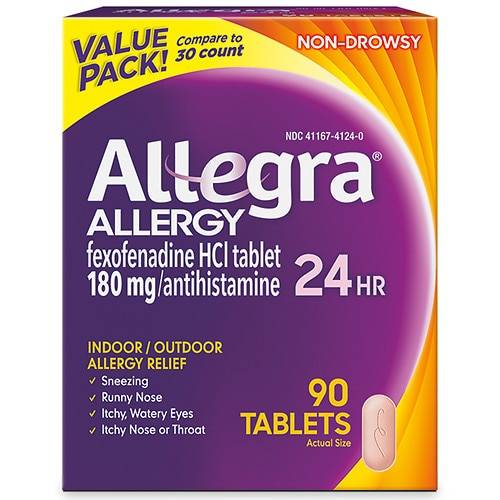 Order Allegra Adult 24HR Tablet (180 mg), Allergy Relief - 90.0 ea food online from Walgreens store, Marietta on bringmethat.com