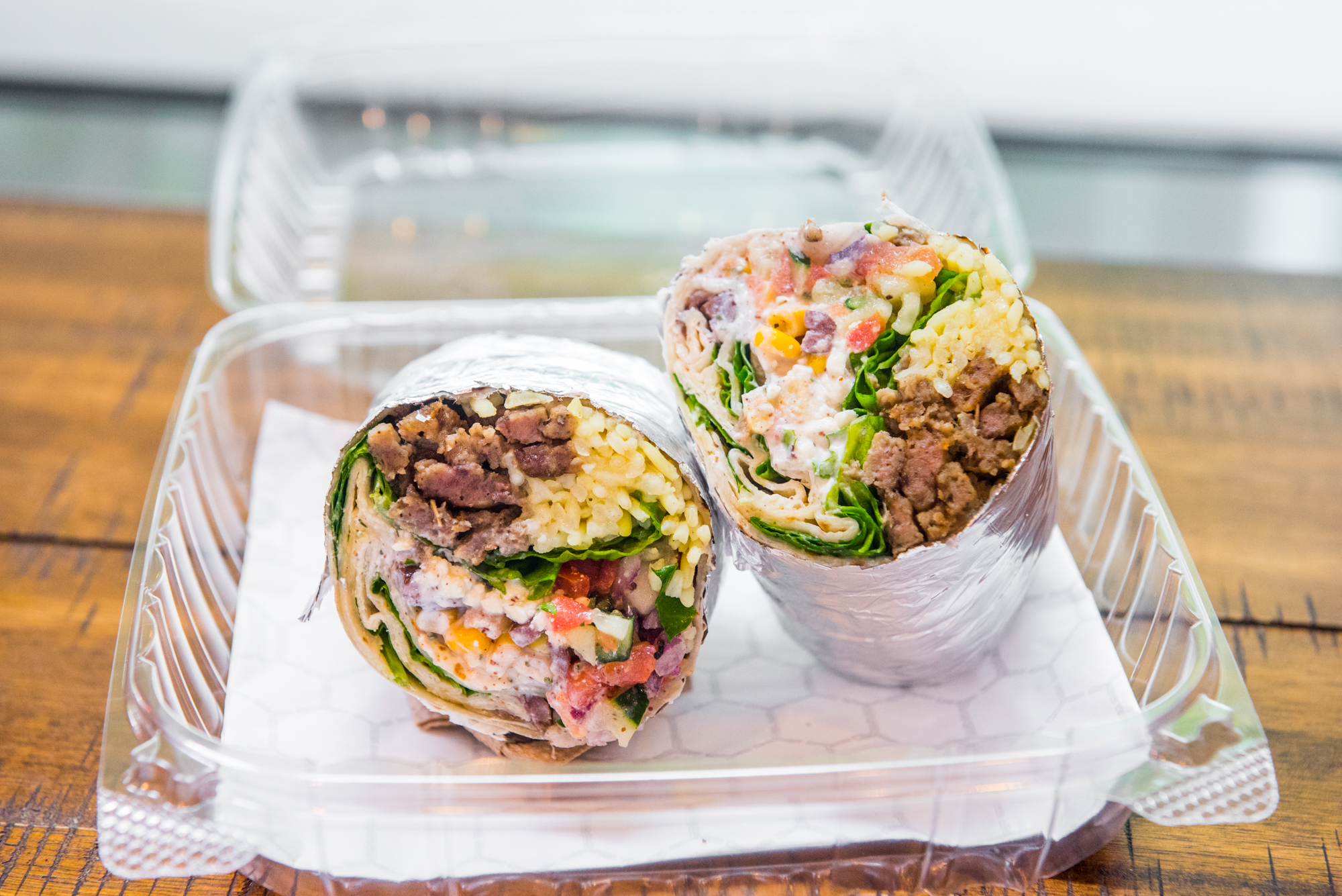 Order Gyro Meat Wrap food online from Petra Mediterranean Cafe store, Seattle on bringmethat.com