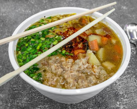 Order Mount Qi Pork Dry Noodle (r) Soup food online from Xian Gourmet store, Atlanta on bringmethat.com
