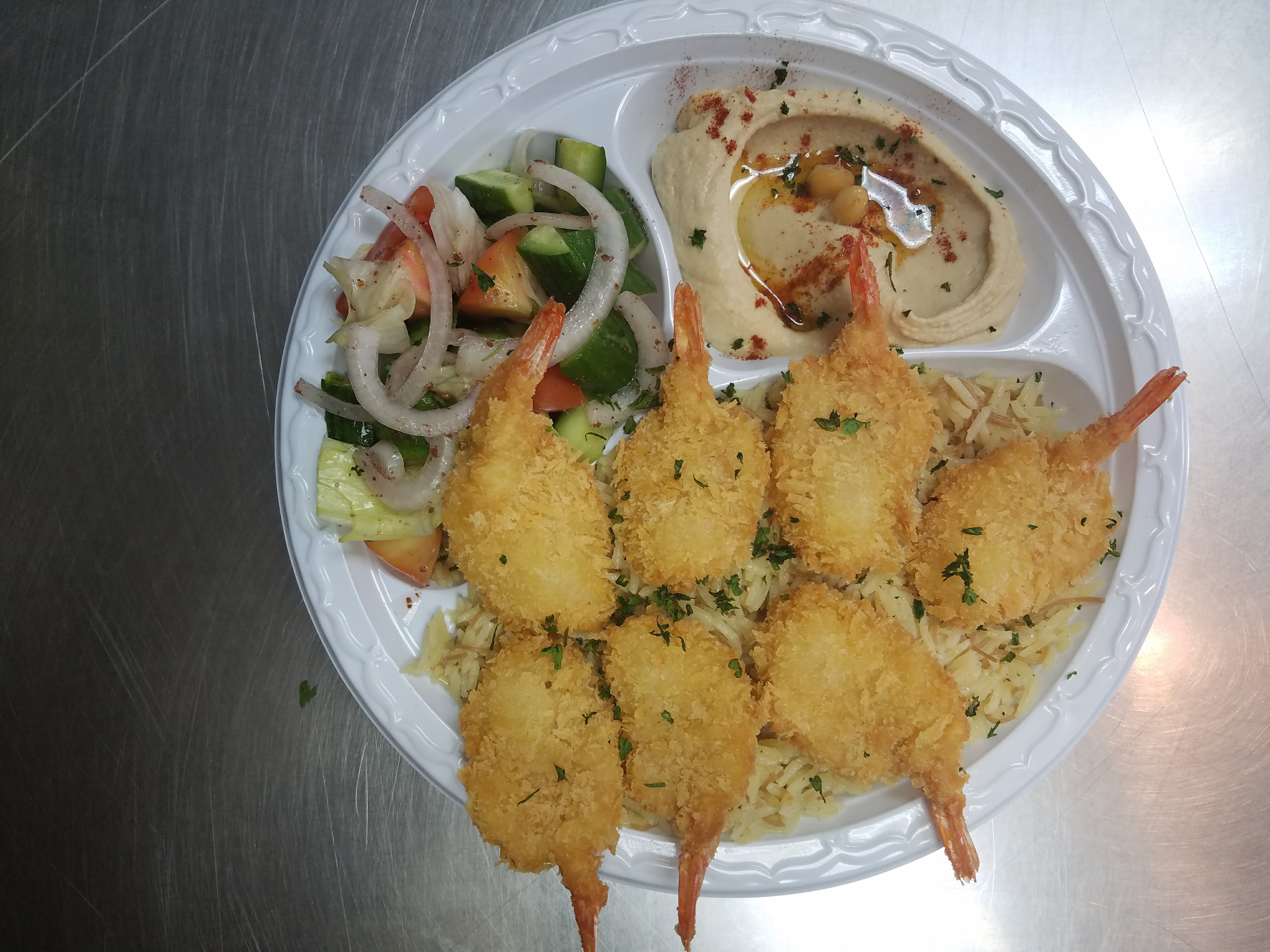 Order Fried Jumbo Shrimp Plate food online from Zaytoon's Kabob store, Garden Grove on bringmethat.com