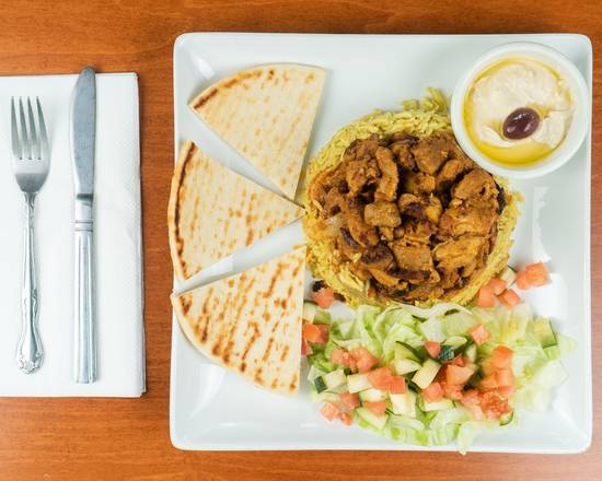Order Chicken Shawarma Plate food online from Bananas Grill store, Seattle on bringmethat.com