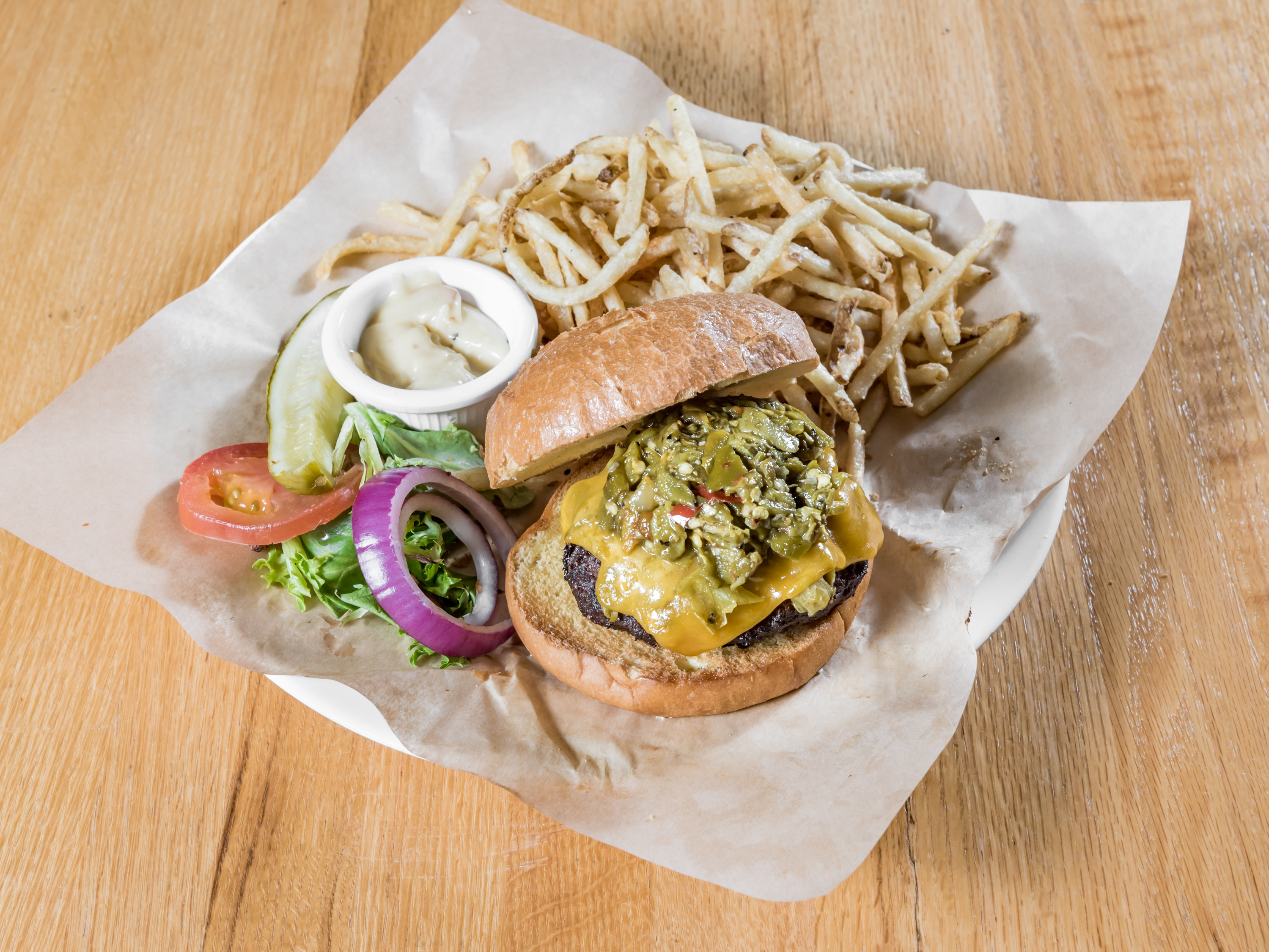 Order The Green Chile Cheeseburger food online from Charley Big Burger store, Albuquerque on bringmethat.com