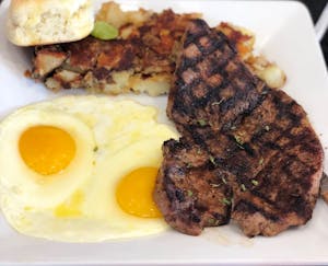 Order Grilled Steak & Eggs food online from Matthews Home Style Cooking store, Gardena on bringmethat.com
