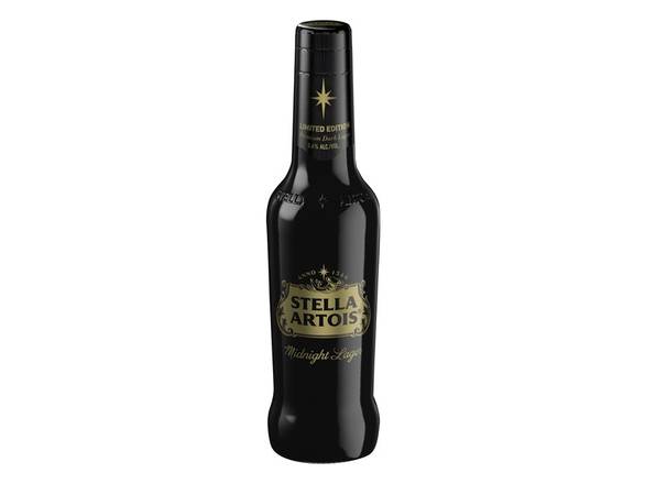 Order Stella Artois Midnight Lager - 6x 12oz Bottles food online from Booze & Brews Liquor store, Burbank on bringmethat.com
