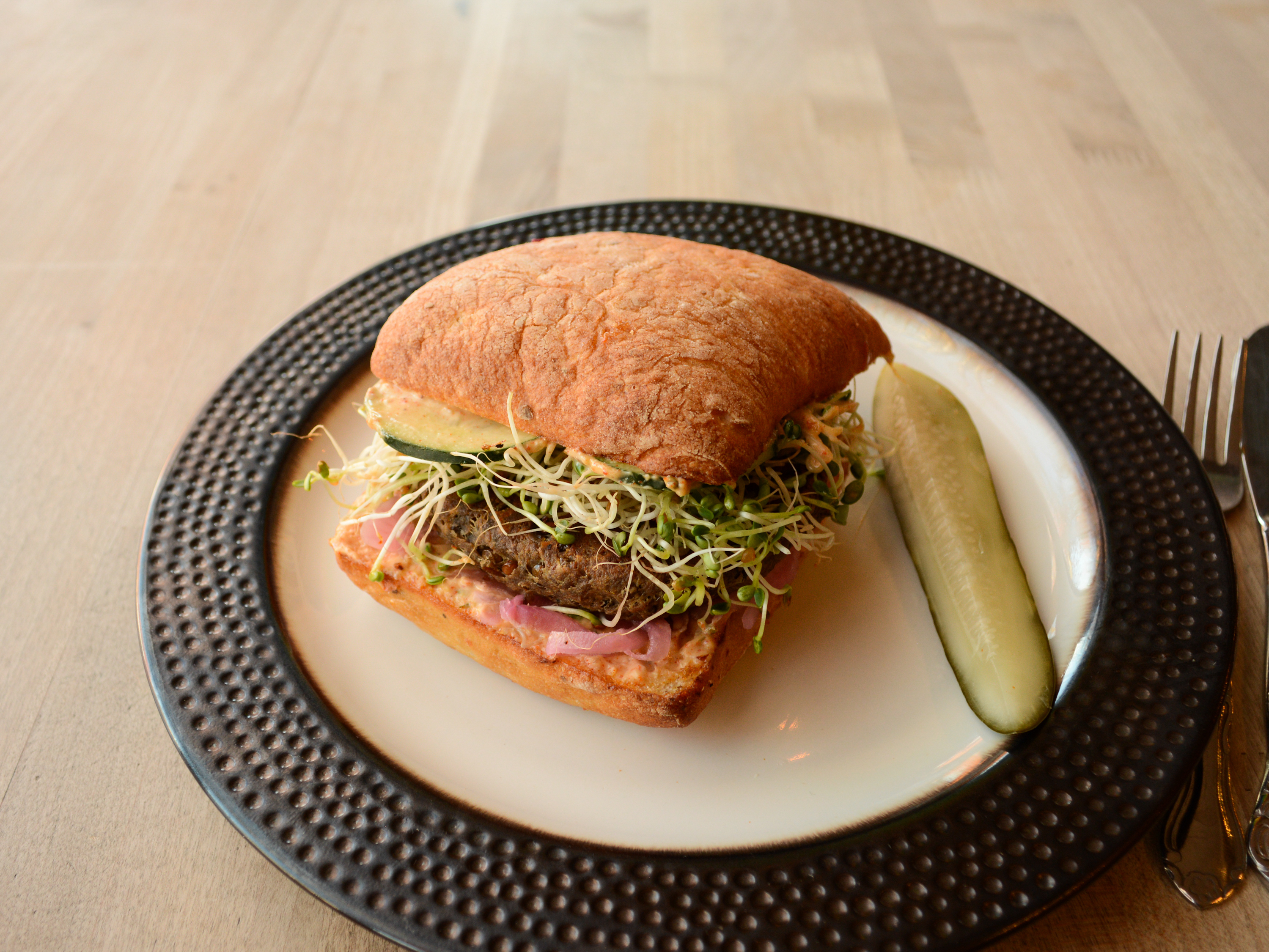 Order Famous Lentil Burger food online from Chaco Canyon Bakery Cafe store, Seattle on bringmethat.com