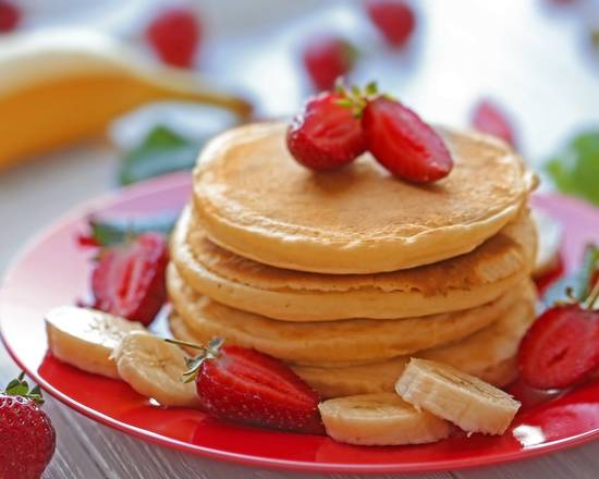 Order Strawberry and Banana Pancakes food online from Day N Night Pancakes store, Covina on bringmethat.com