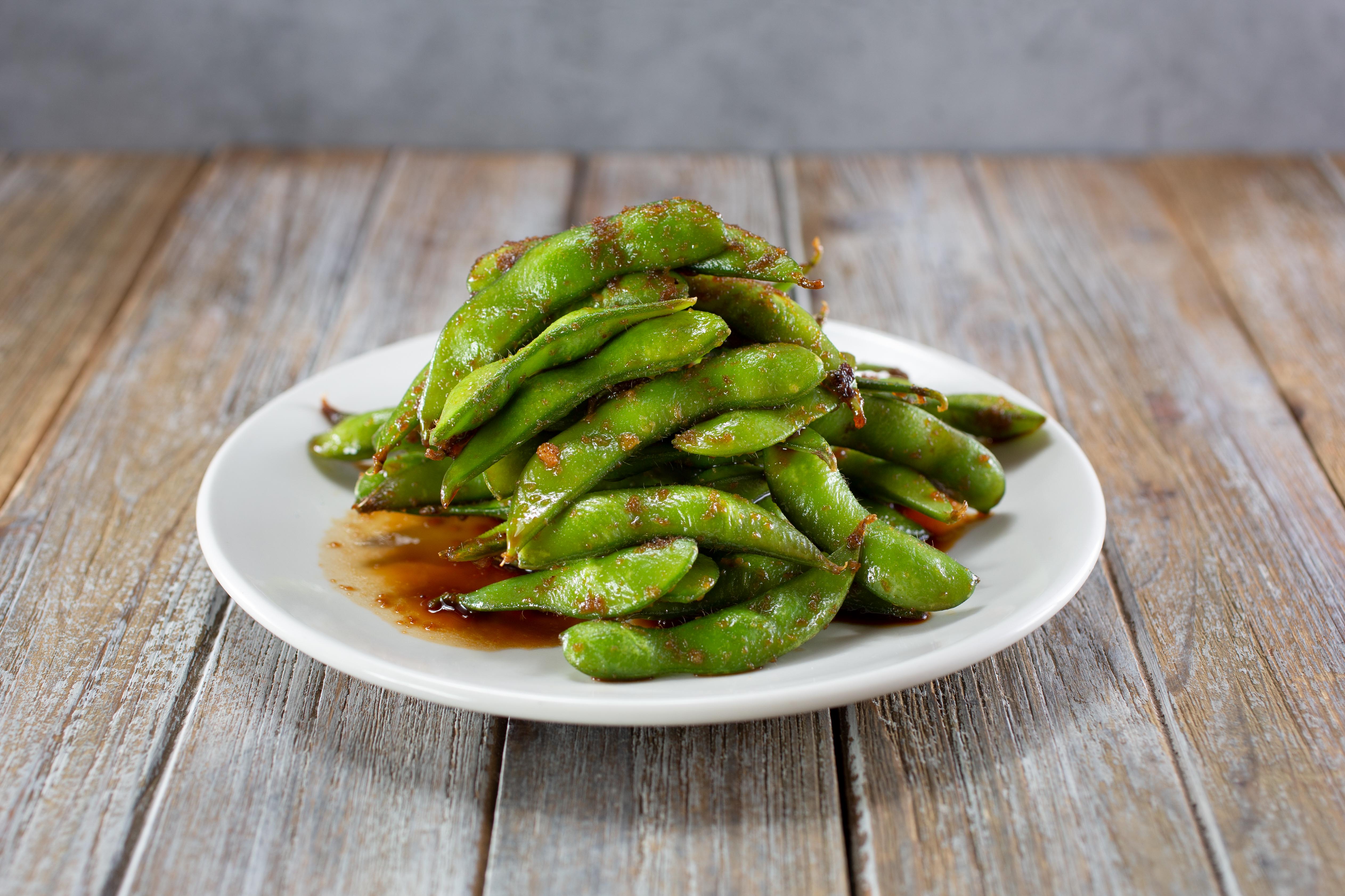 Order Edamame with Garlic Soy food online from Nakazo Ramen Bistro store, Alhambra on bringmethat.com