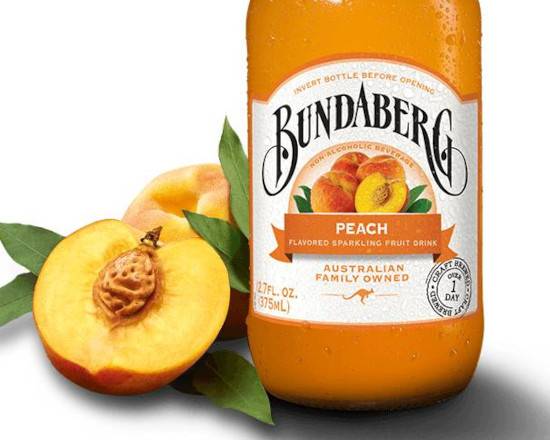 Order Bundaberg Peach Brewed Drink Bottle 375mL  food online from Pit Stop Liquor Mart store, El Monte on bringmethat.com