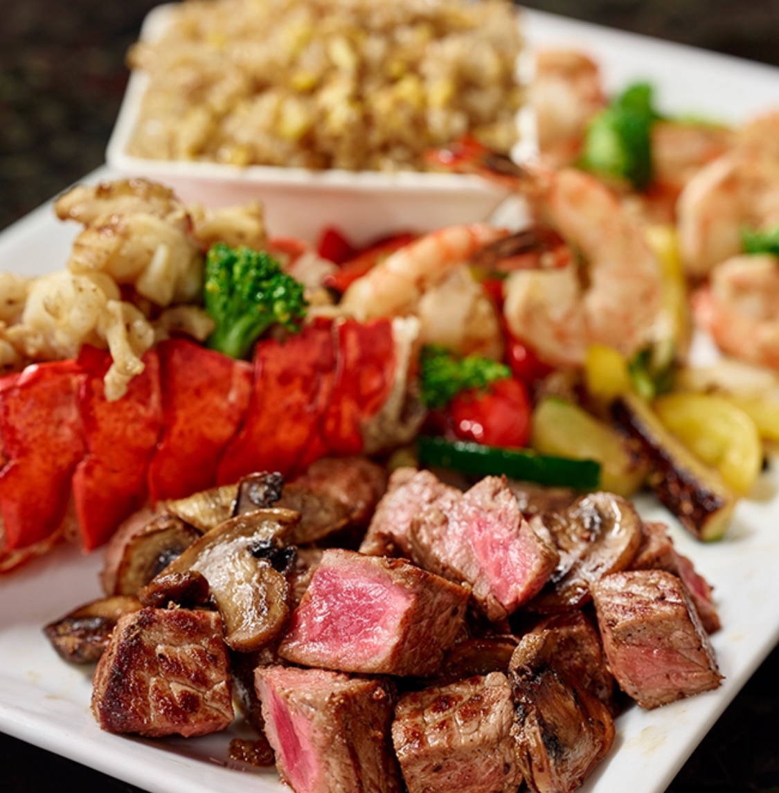 Order Steak & Lobster Hibachi Entree Combo food online from Yummy Asian Bistro store, Fox River Grove on bringmethat.com