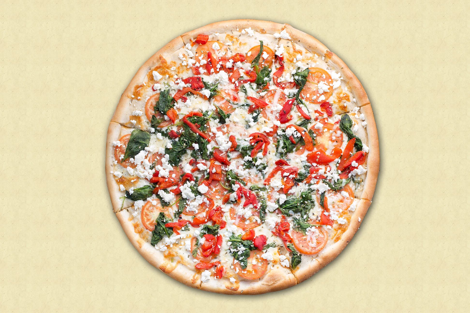 Order Mediterranean Pizza - Medium 12" (6 Slices) food online from Pizza Bella store, Albany on bringmethat.com