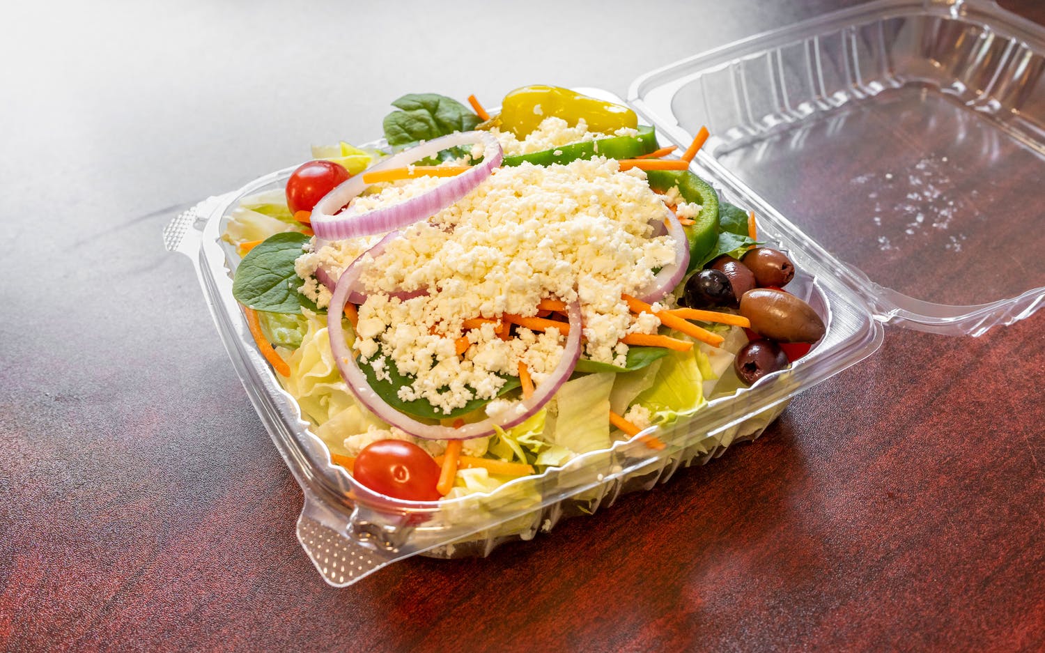Order Greek Salad food online from Broadway Pizza and Grill store, Norwood on bringmethat.com