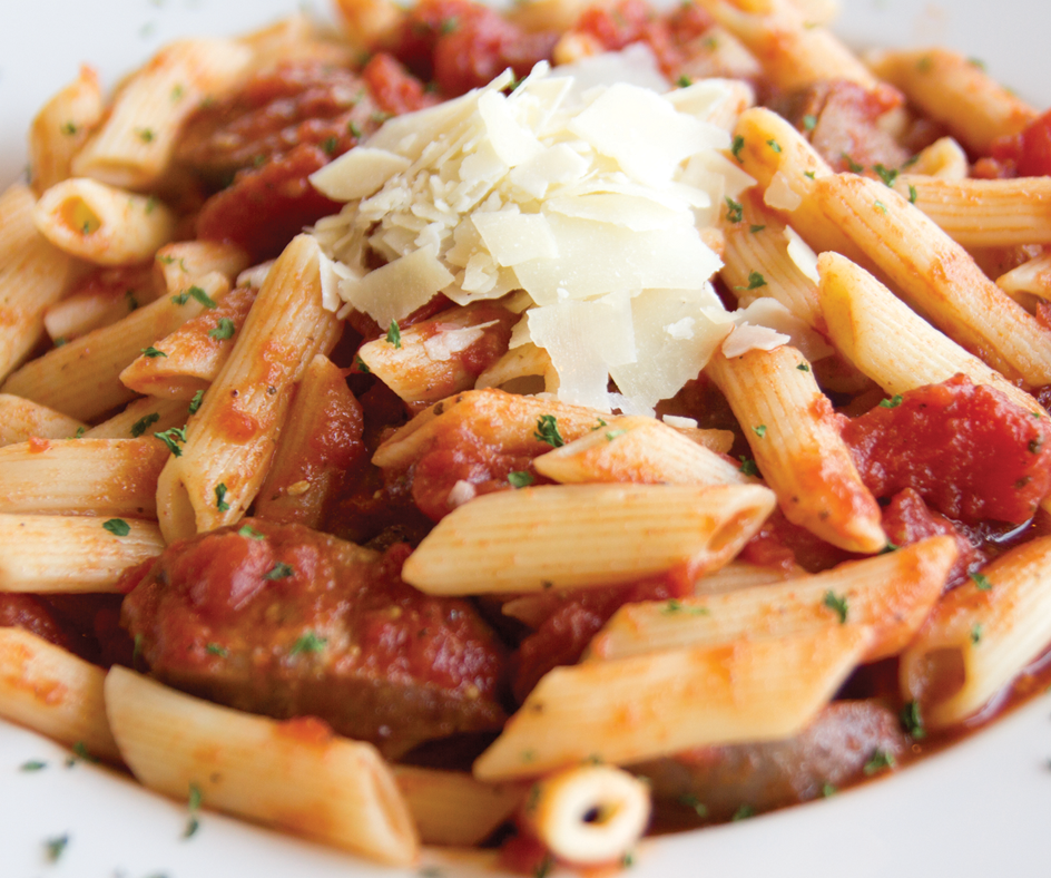 Order Penne Pomodoro and Gourmet Italian Sausage food online from Rosati's Pizza store, Lemont on bringmethat.com